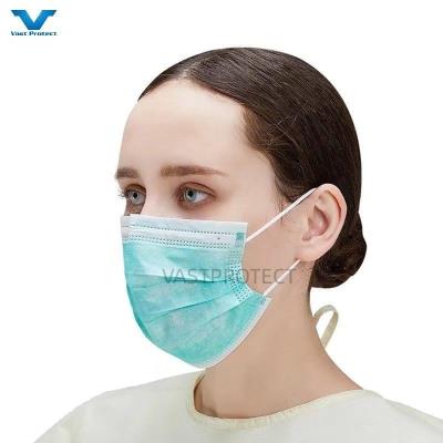 China Customized En14683 3ply Breathable Earloop Adult Face Mask for Blue Age Group Adult for sale