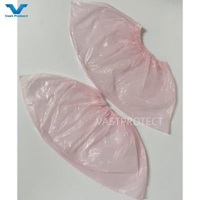 China Disposable PE 17X41cm Waterproof Pink Shoe Cover for Labs Grams 2-30g Manufacturing for sale