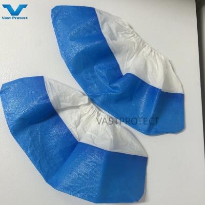 China PP CPE Anti-Slip Blue White Elastic VPT-Shoe Cover for Protection Disposable Protection for sale