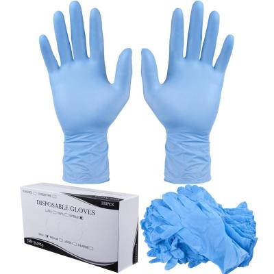 China Disposable Medical Exam Blue Nitrile Gloves ISO Certified Case of 10 Boxes 100 Gloves for sale