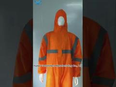 Orange SMS 56GSM Tyvek Coverall with Reflective Tape Waist Style without Shoe Cover