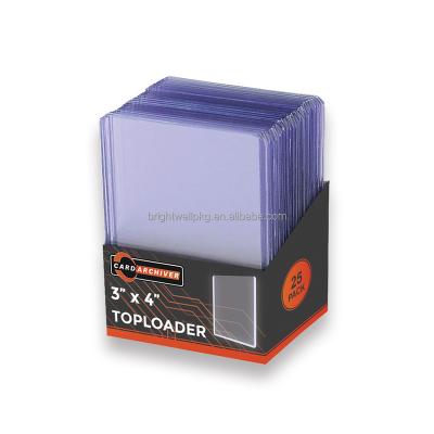 China 55PT Trading Card Top Loader Card Sleeves Action Packed 25ct PVC 3 x 4 Toploader for sale