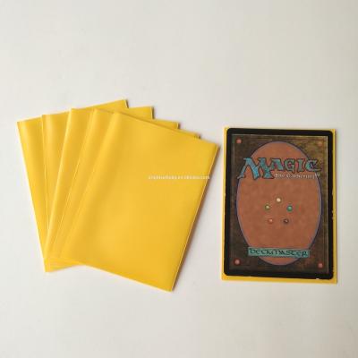 China Safety Solid Color Double Yellow Matt Deck Protective Sleeves For Standard 63.5x88mm Playing Cards Size for sale