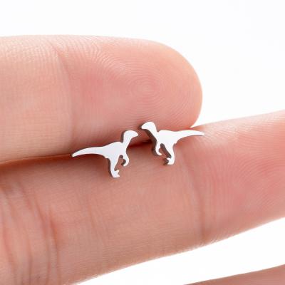 China Fashion Trend Cartoon Women's Stainless Steel Dinosaur Stud Earrings for sale