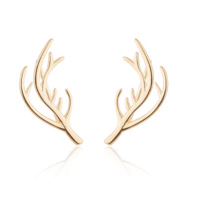 China 2021 Fashion Christmas Mini Cute Stainless Steel Antler Earring Branch Stud Earrings for sale