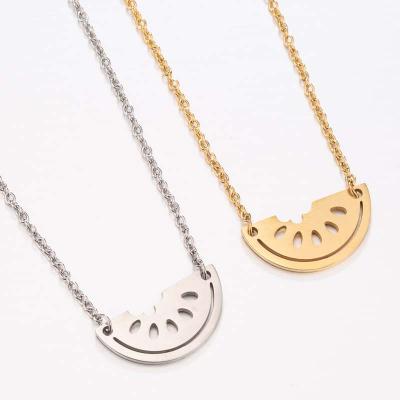 China 2021 New Fashion Trendy Ladies Single Fruit Stainless Steel Watermelon Necklace Pendant Necklace for sale