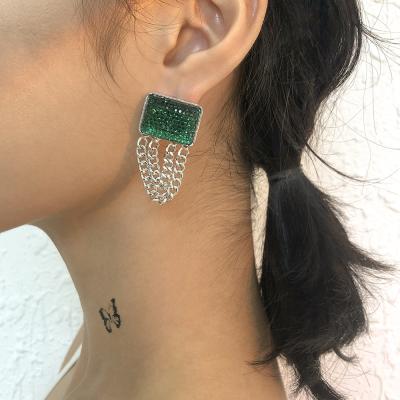 China Fashion Diamond-encrusted Retro Minority Earrings Combine Personality Geometric Chain Earrings for sale