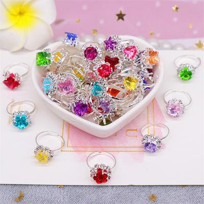 China Luxury Children's Adjustable Gemstone Ring Diamond Gift Box Set Girl's Hand Ornament Ring Mixed Group for sale