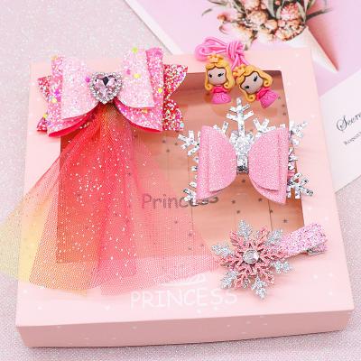 China Glitter Children's Headdress Hairpin Set Bowknot Student Baby Ribbon Hairpin for sale