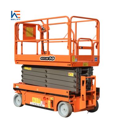 China Hotels Self Propelled 12m Outdoor Mobile Scissor Lift Electric Scissor Lift Table for sale