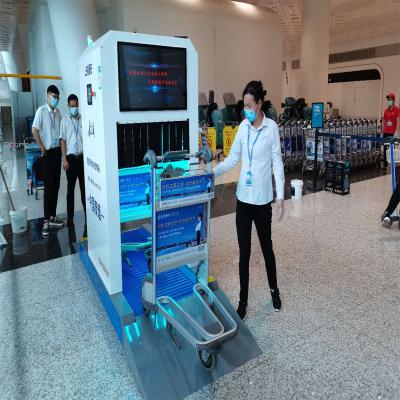 China Tunnel Type Supermarket Shopping Carts Sterilizer Robot Sterilizer Trolley Hygiene Disinfection Airport Trolley Sterilizer Machine for sale