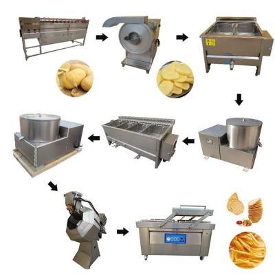 China High Efficiency 500kg/hr Potato Chips Line Factory Price Used Frozen French Fries Machine Second Hand Potato Chips Production Line for sale