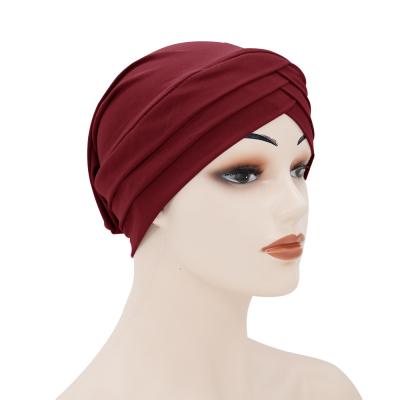 China Factory Supply New Style Soft Direct Cross Hat Muslim Turban Solid Color Head Wrap For Women for sale