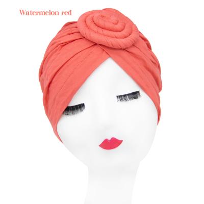 China 2021 new style luxury women softly print cotton ring-shaped turbans wrap head hat for sale