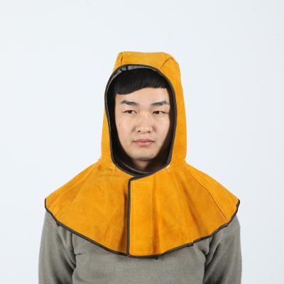 China Eco-friendly Material Hat Full Cowhide Head-mounted Full Protective Face Mask Shawl Labor Insurance Dustproof And Flame Retardant Breathable Welding for sale