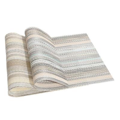 China 2021 Factory Wholesale Insulation Sustainable Weeave Striped Stain-Resistant Woven Vinyl Decorative Area Rug for sale