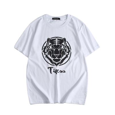 China Men's Big Size Round Neck Short Sleeve Half-Sleeved Top Tiger Cotton Anti-Wrinkle Trend Pure Color Print T-shirt Graphic T-Shirt for sale