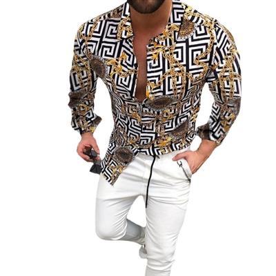 China New Men's Printed Shirt Breathable Fashion Cardigan Shirt Autumn for sale