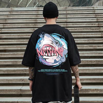 China Wholesale Men's Tide Man Hip Hop T-shirt Loose Short Sleeve Shark Breathable Men's Half Sleeve for sale