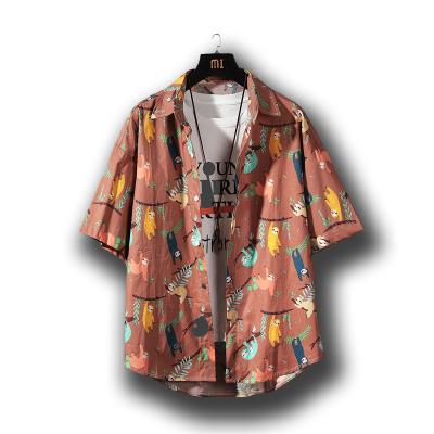 China New Fashion Breathable Casual Sloth Flower Shirt Short Sleeve Shirt Men for sale