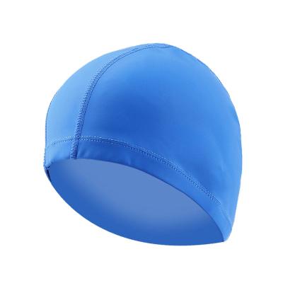 China Pure Adult Breathable Hair Package Sunscreen Color Bullet Pu Lycra Lycra Swim Cap for sale