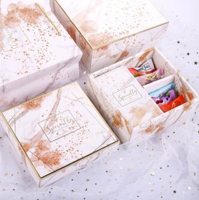 China Recycled Materials Marble Gift Box Wedding Favor Paper Packaging Gift Sets Packaging Box Valentine Day Chocolate Box for sale