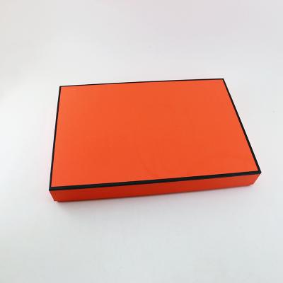 China Recycled Sik Clothing Custom UV Luxury Cardboard Materials Stain Orange Scarves Packaging Gift Paper Box for sale