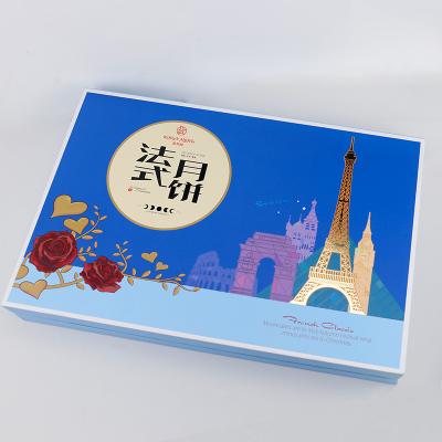 China Hot Recycled Materials Gold Stamping Cartoon Logo Printed Mooncake Packaging Box Custom Food Sets Gift Box for sale