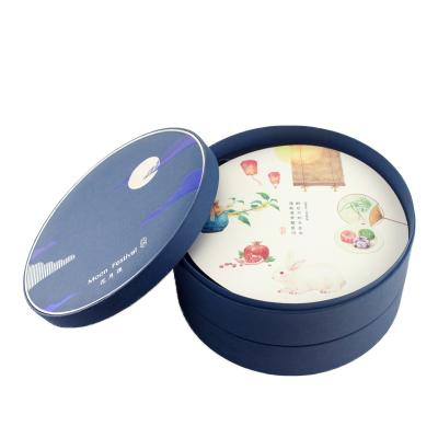 China Recycled Materials Double Layer Cardboard Round Moon Cake Packaging Gift Paper Box Cake Food Packag Cardboard Custom Box With Logo for sale