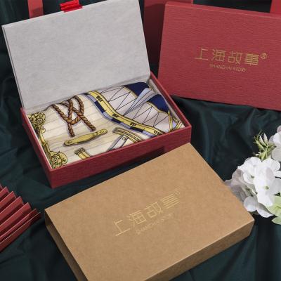 China Reused Empty Silk Scarf and Materials Luxury Custom Box Logo Print Rigid Cardboard Gift Shawls Packaging Drawer Paper Box for sale