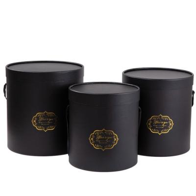 China Luxury 3pcs Recycled Materials Sets Cylinder Florist Portable Box Round Cap Flower Rose Gift Box Packaging for sale