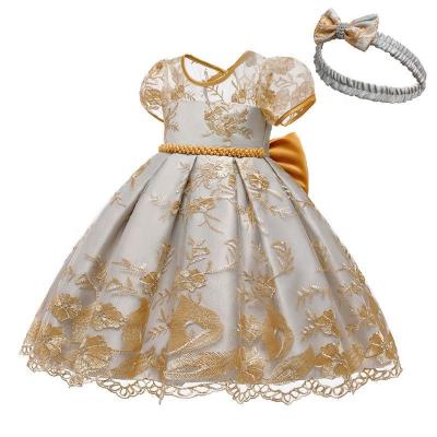 China Hot Selling Formal Hot Sale Amazon Child Gold Gril Children's Dress Princess Lace Royal Ribbon Lace Ribbon for sale