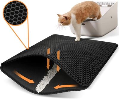 China EVA Custom Double Layer Eva Easy To Clean Anti Slip Waterproof Pet Cat Litter Mat Trapper for sale