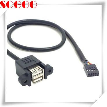 China Panel Mount USB Extension Cable 9 Pin Header To Dual USB Extension Cable for sale