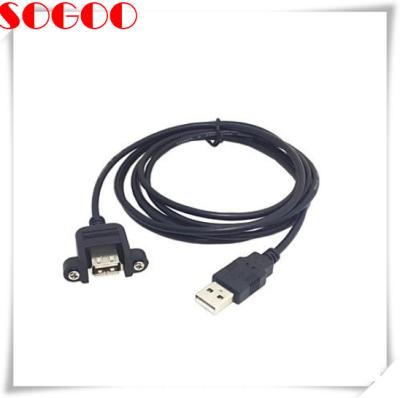 China Black Panel Mount Cable , USB 2.0 A To A Male To Female Extension Cable With Screws for sale