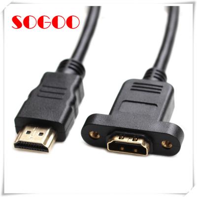 China OEM HDMI Panel Mount Cable Male To Female With Screw Support 3D 4K HDTV for sale