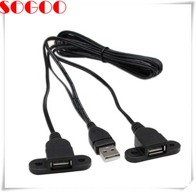 China Custom Panel Mount Cable USB 2.0 Y Splitter USB 2.0 Male To Dual USB Female for sale