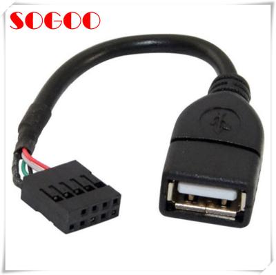 China Header Motherboard Cables USB 2.0 A Female To Dupont 10 Pin Female for sale