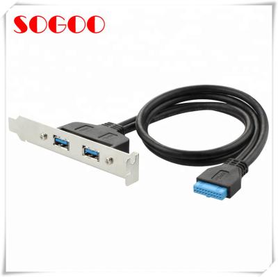 China Panel Mount USB 3.0 Dual Type A Female to Motherboard 20 pin Y Splitter Cable for sale