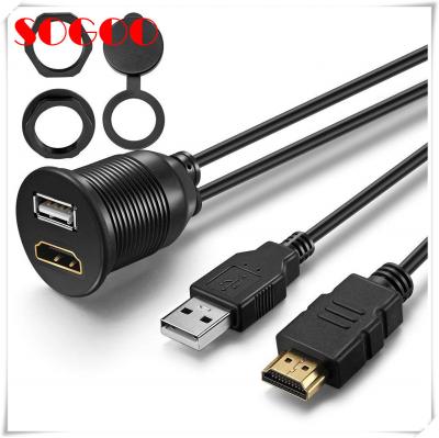 China Car / Boat Waterproof HDMI Cable USB HDMI Extension Flush Dash Panel Mount Cable for sale