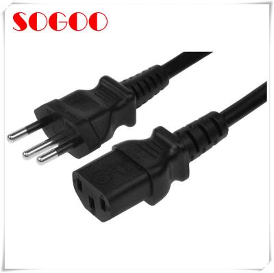 China Brazil 3 Pin Plug To C13 Power Cord Assembly 13 A 250v For Industrial Equipment for sale