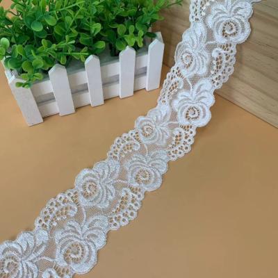 China Viable Professional Elastic Nylon Spandex Stretch White Lace Manufacturer Lace for sale