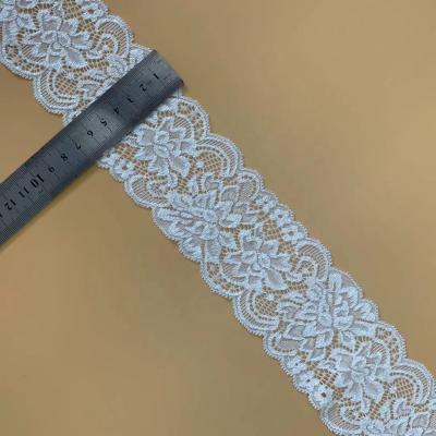 China 6.5cm Viable Stretch White Floral Lace Trim For Lingerie Underwear for sale