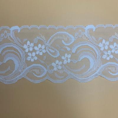 China Factory Direct Selling Sustainable Best Selling Chinese White Elastic Stretch 9cm Lace Trim for sale