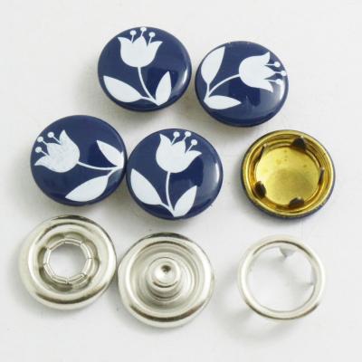 China Customized printed LEAD FREE factory price metal hat fork snap fastener for baby rompers for sale