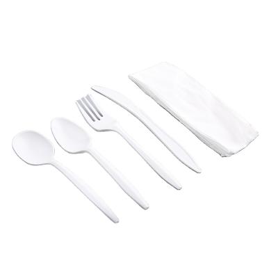 China Competitive Price Disposable Cutlery Kit Hot Products and Towel , Salt&pepper Color White Heavy Disposable Cutlery Set for Airline for sale