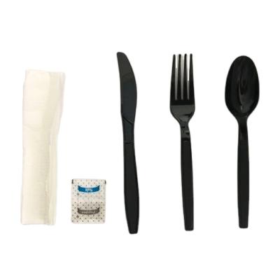 China 2021 Disposable factory napkin, hot sale salt&pepper color black heavy disposable cutlery kit cutlery set for party for sale