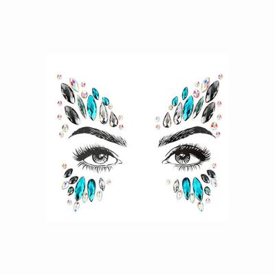 China Decorative Sticker Fashion Custom Design Temporary Rhinestone Jewelry Tattoo Face Gem Makeup Sticker For Party for sale