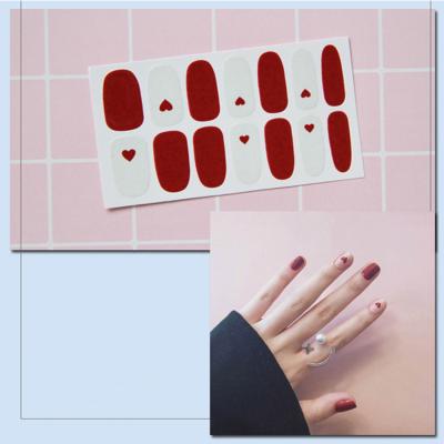 China Wholesale Waterproof Full Cover Shape Lovely Heart Shape Waterproof Nail Art Wraps Decals Korea Nail Sticker for sale