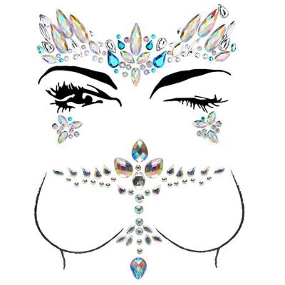 China Temporary Custom Rhinestone Tattoo Body Tattoo Stickers Decorations Crystal Gems Jewelry For Festival for sale